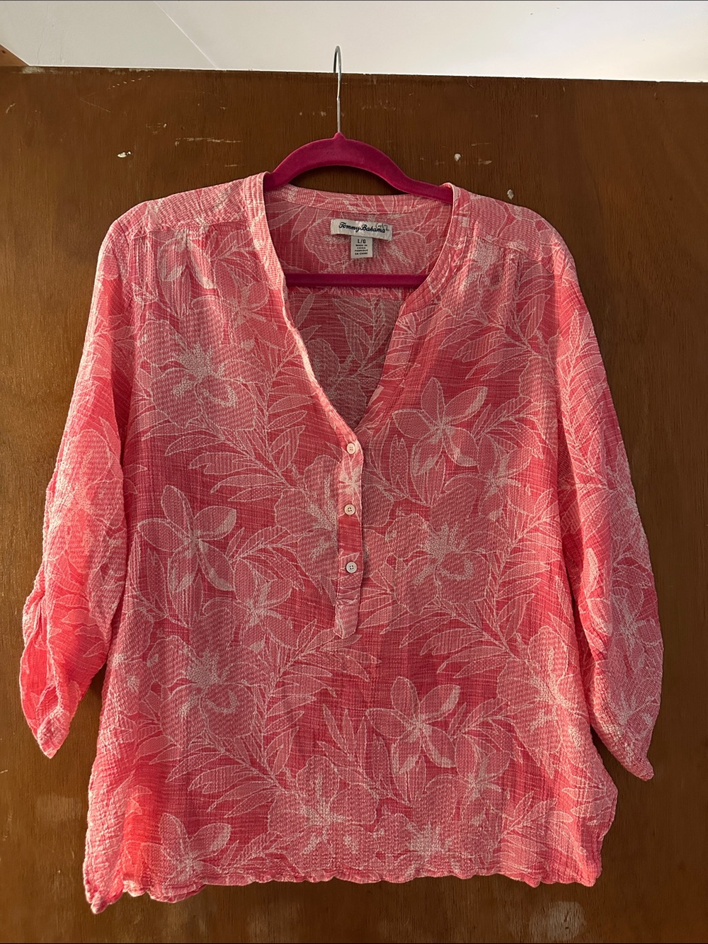 Tommy Bahama Pink Floral Blouse Size L